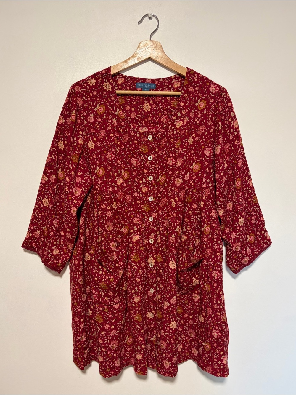 April Cornell Floral Tunic Top Cottagecore Boho Size Medium